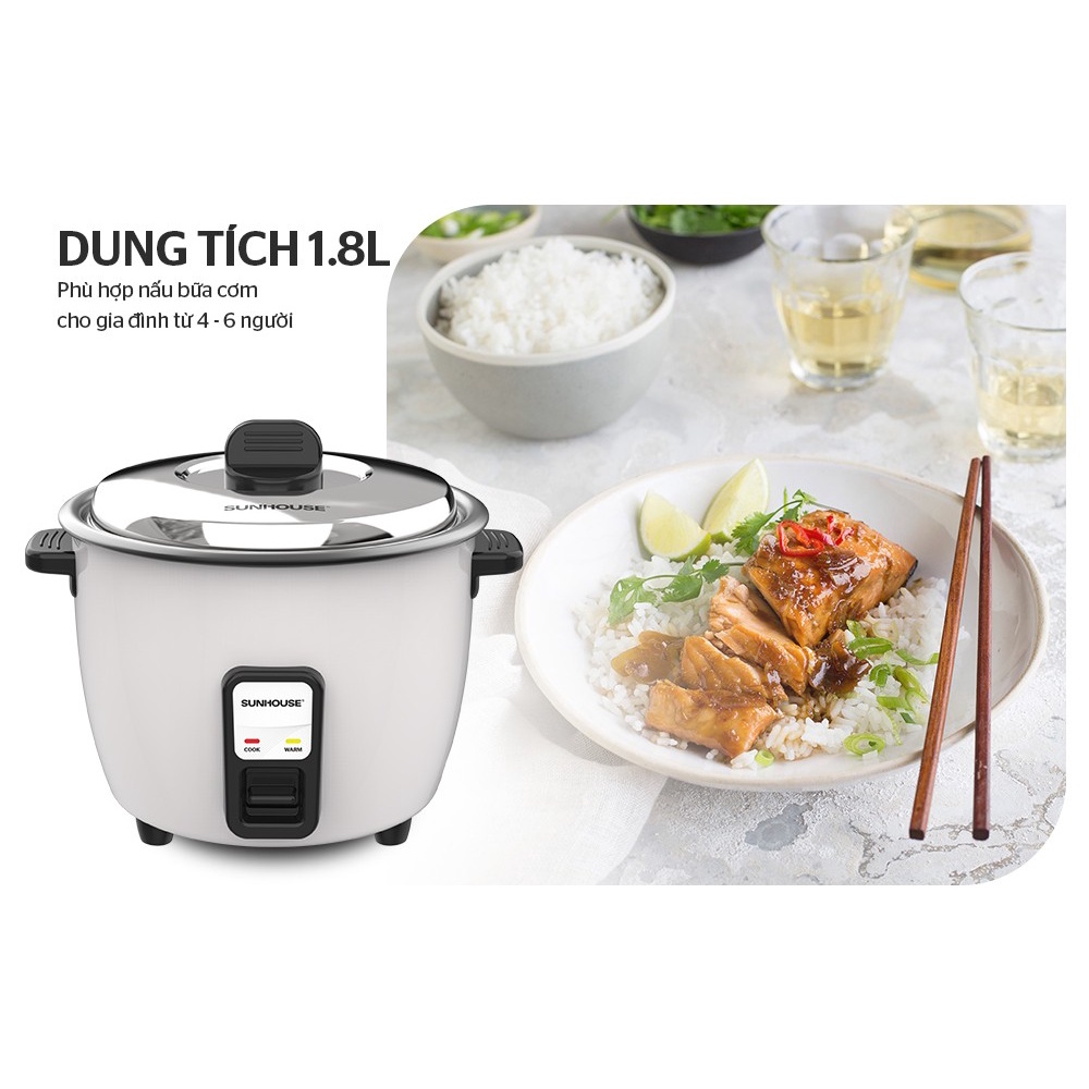 Nồi cơm điện nắp rời Sunhouse SHD8132/SHD8133 - Hàng chính hãng bảo hành 1 năm toàn quốc