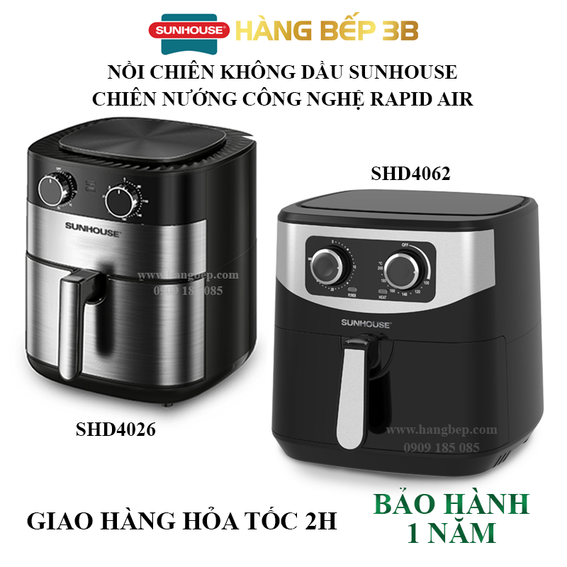 Nồi chiên không dầu Sunhouse 6 lít SHD4026 [model mới 12.2021] - Bảo hành hãng 12 tháng