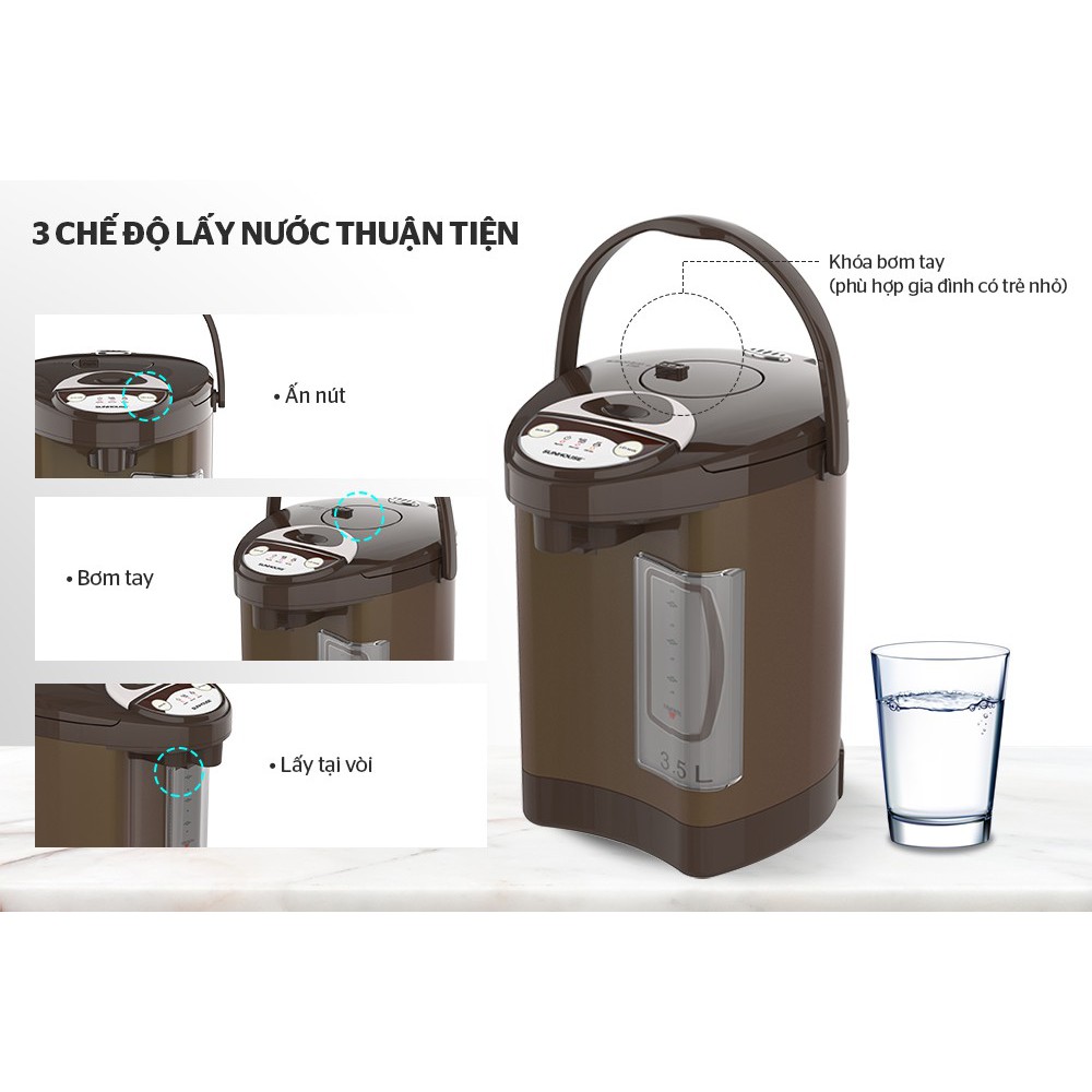 Bình thủy điện Sunhouse 3.5 lít SHD1535C/SHD1535/SHD1533 - Bảo hành chính hãng 12 tháng