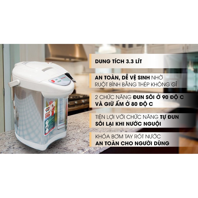 Bình thủy điện Sunhouse 3.5 lít SHD1535C/SHD1535/SHD1533 - Bảo hành chính hãng 12 tháng