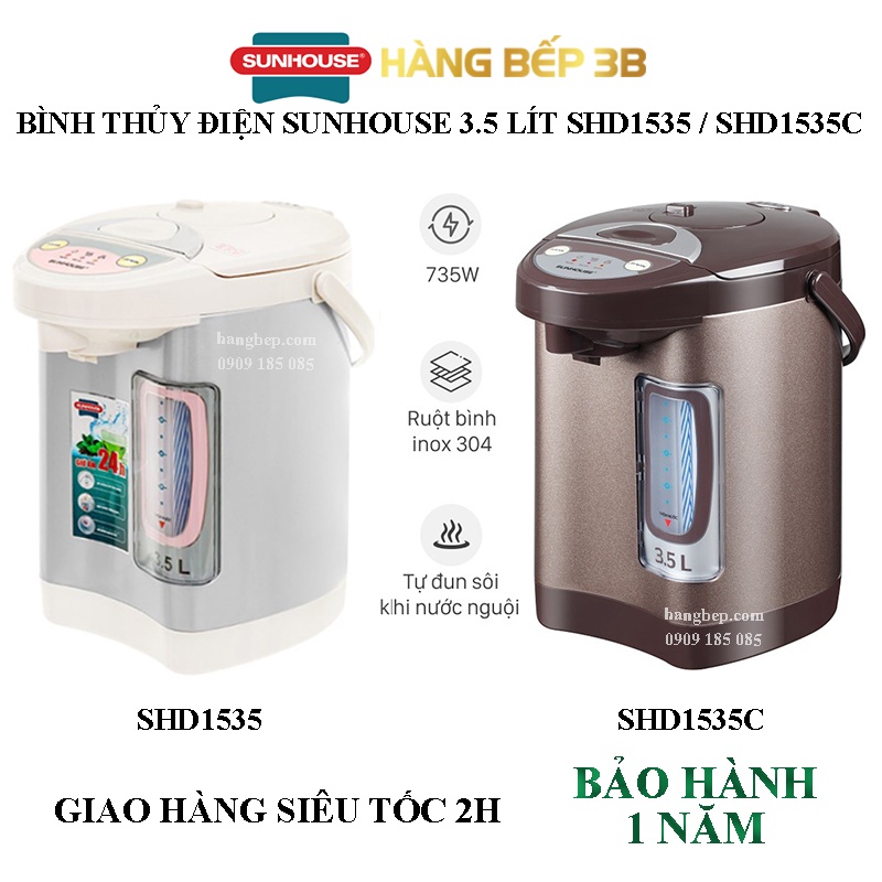 Bình thủy điện Sunhouse 3.5 lít SHD1535C/SHD1535/SHD1533 - Bảo hành chính hãng 12 tháng