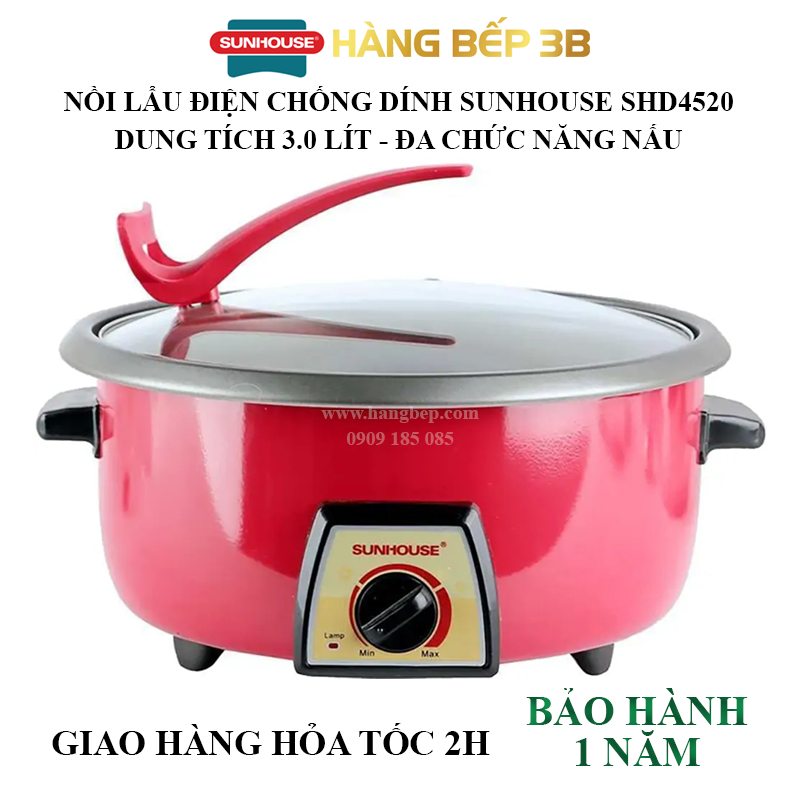 Nồi lẩu điện 3 lít Sunhouse SHD4520 / SHD4521 - mới 100%, bảo hành chính hãng 12 tháng