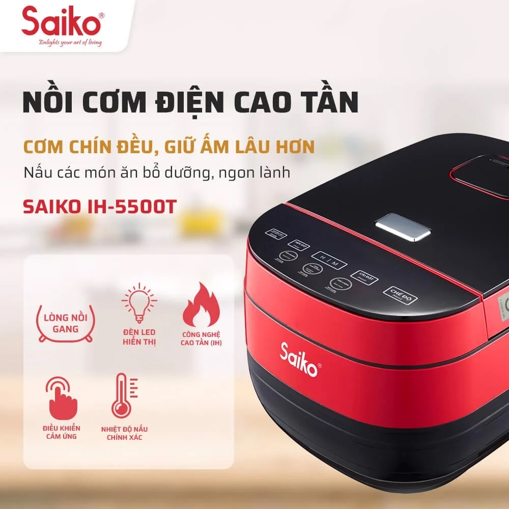 Nồi com điện tử cao tần 1.8 lít Saiko IH-5500T - Bảo hành chính hãng 2 năm