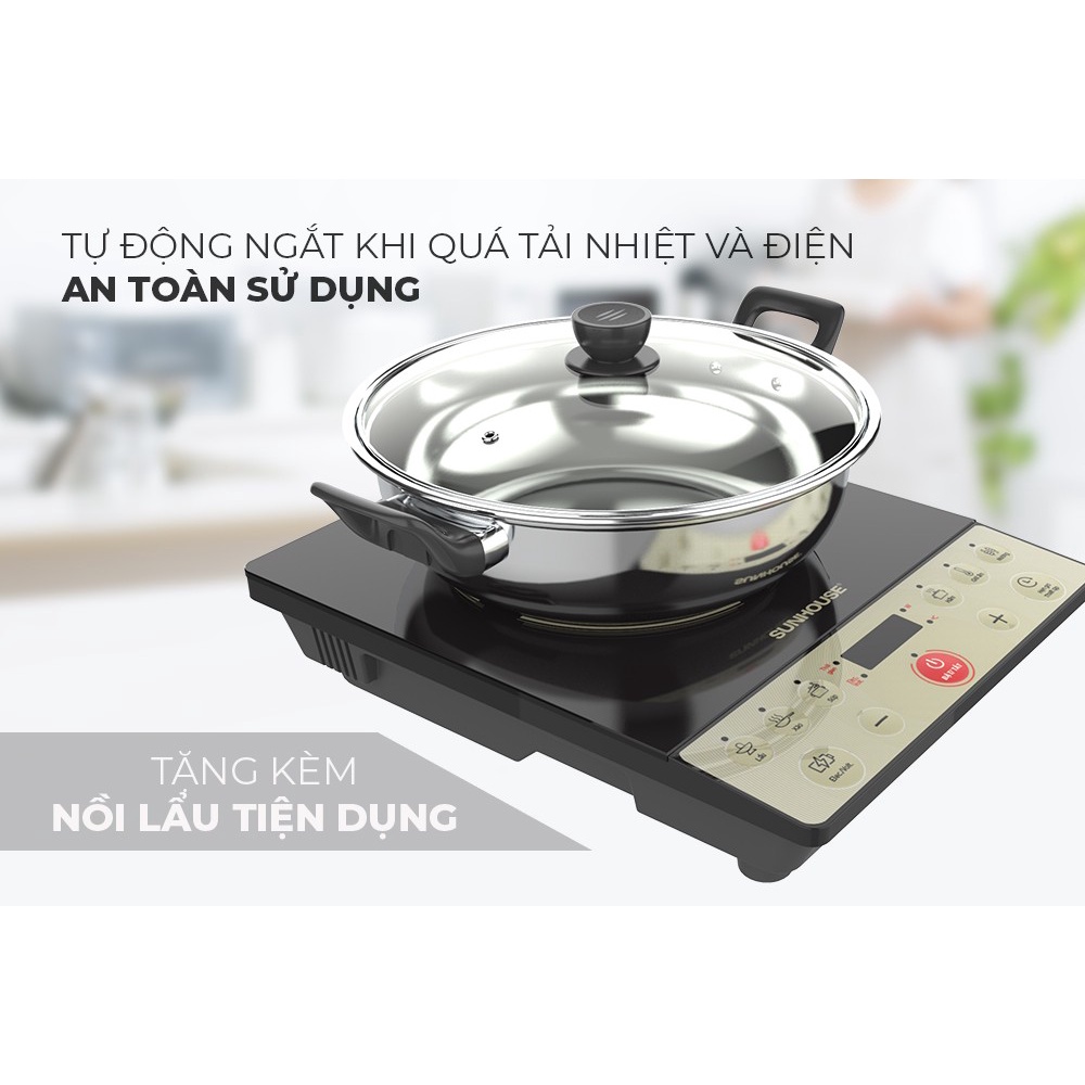 Bếp điện từ cơ Sunhouse SHD6165 - TẶNG NỒI LẨU - Hàng chính hãng - Hàng Bếp 3B