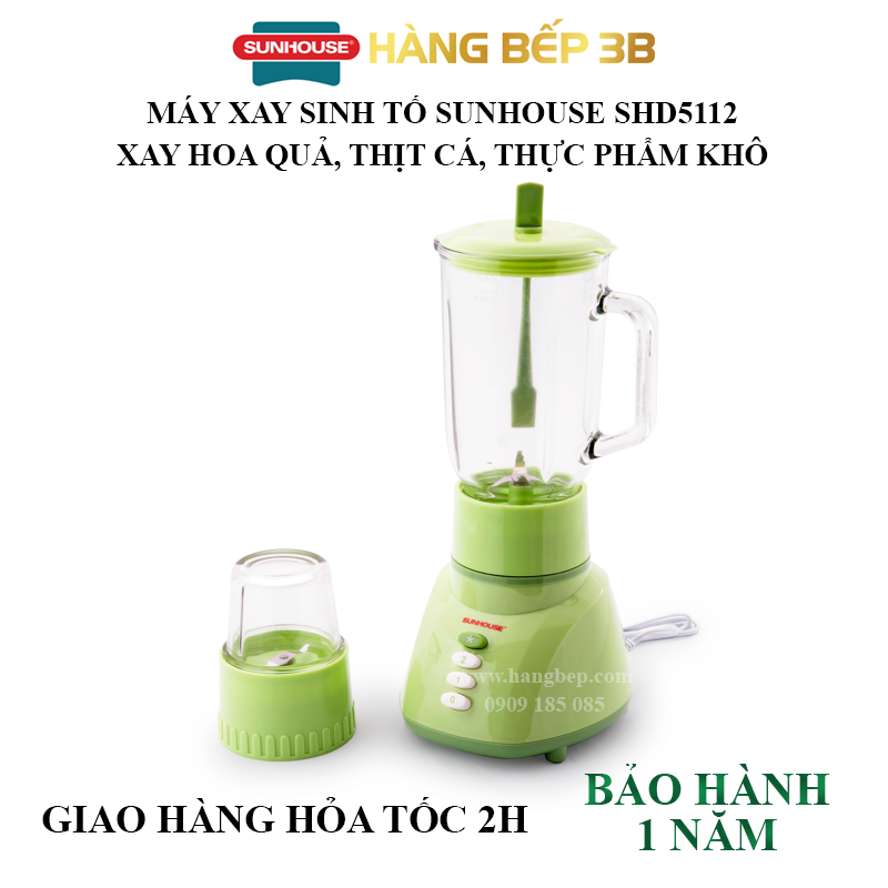 Máy xay sinh tố Sunhouse cối thủy tinh SHD5112 - xanh