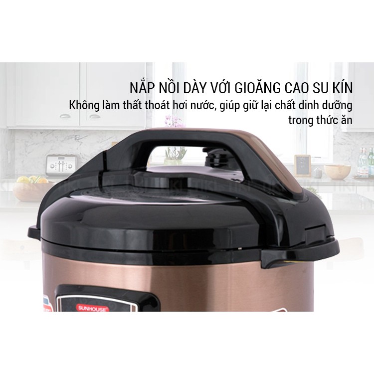 Nồi áp suất điện đa năng Sunhouse SHD1756 6 lít - Cà Phê - Hàng chính hãng