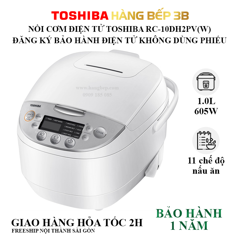 Nồi cơm điện tử Toshiba 1.8 lít RC-18DH2PV(W) / 1.0 lít RC-10DH2PV(W)