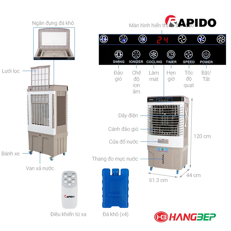 Quạt điều hòa không khí Rapido Turbo 9000D/9000M