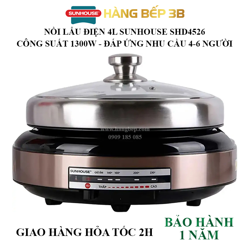 Nồi lẩu điện đa năng Sunhouse SHD4526 4 lít - Bảo hành chính hãng 12 tháng