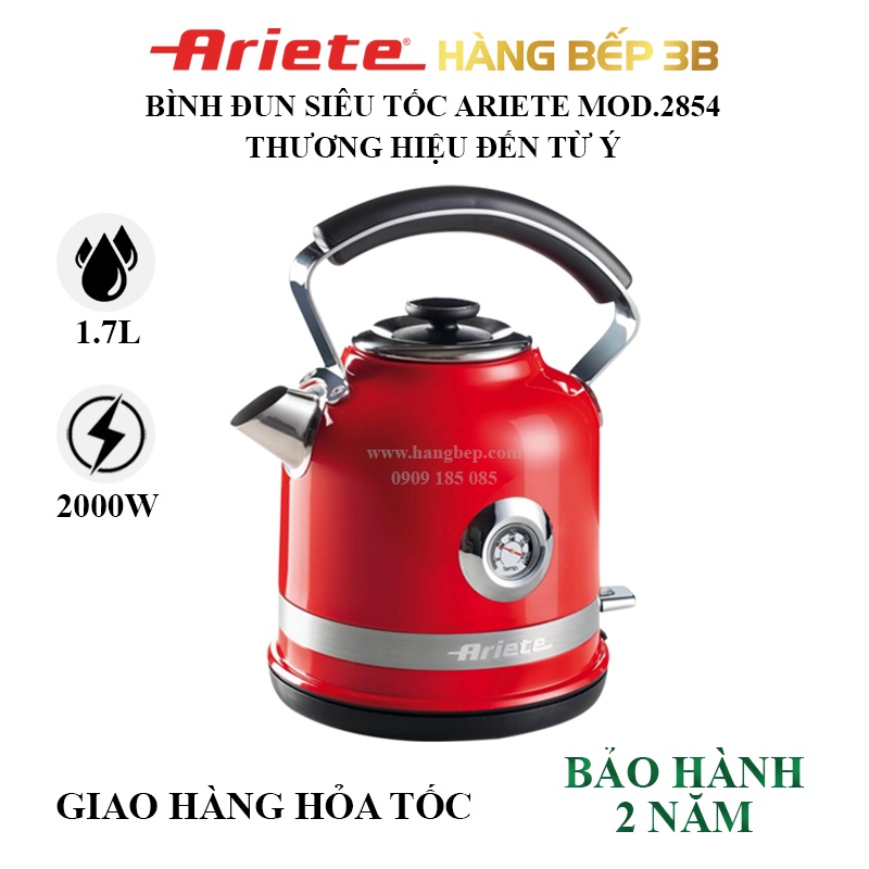 Bình đun nước siêu tốc Ariete 1.7 lít MOD.2854 - Thương hiệu Ý - Bảo hành chính hãng 24 tháng toàn quốc