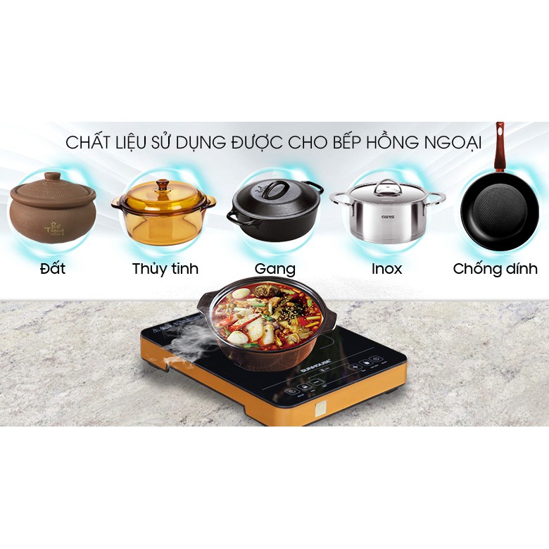 Bếp hồng ngoại cảm ứng Sunhouse SHD 6015 + Vỉ nướng - Bảo hành chính hãng 12 tháng