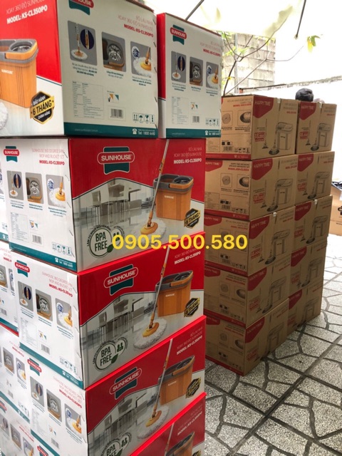 Bộ lau nhà xoay 360 độ Happy Time KH-CL330S [tặng thêm 1 bông lau][Sunhouse]