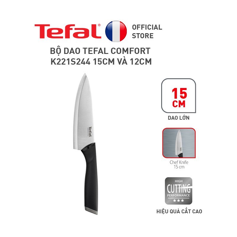 Bộ dao Tefal Comfort K221S244 15cm và 12cm - Phân phối hàng chính hãng có VAT