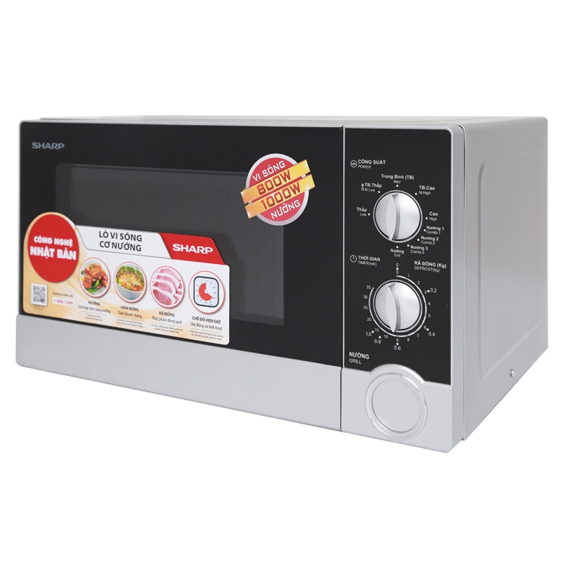 Lò vi sóng có nướng Sharp 23 lít R-G302VN-S - Hàng chính hãng bảo hành 12 tháng