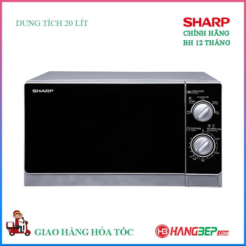 Lò vi sóng có nướng Sharp 23 lít R-G302VN-S - Hàng chính hãng bảo hành 12 tháng