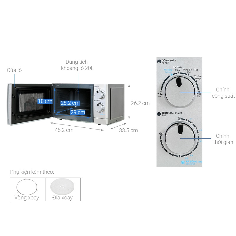 Lò vi sóng Sharp 20 lít R-202VN-S / R-209VN-SK - Bảo hành tại hãng 12 tháng toàn quốc