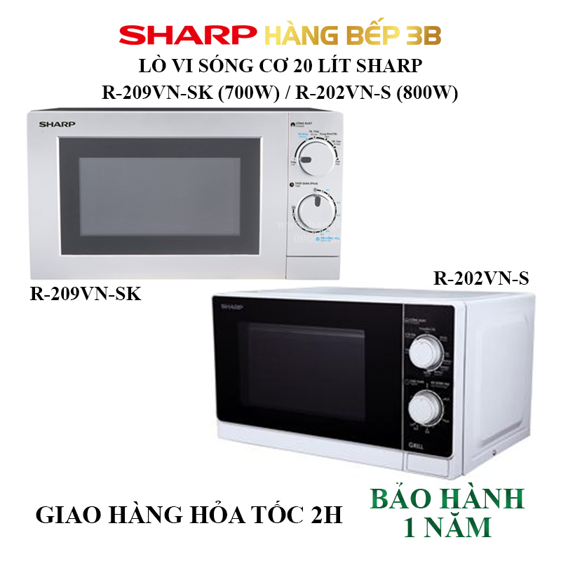 Lò vi sóng Sharp 20 lít R-202VN-S / R-209VN-SK - Bảo hành tại hãng 12 tháng toàn quốc