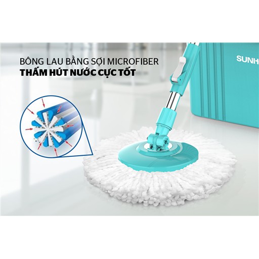 Bông lau nhà Microfiber xoay 360 độ Sunhouse KS-CO350M
