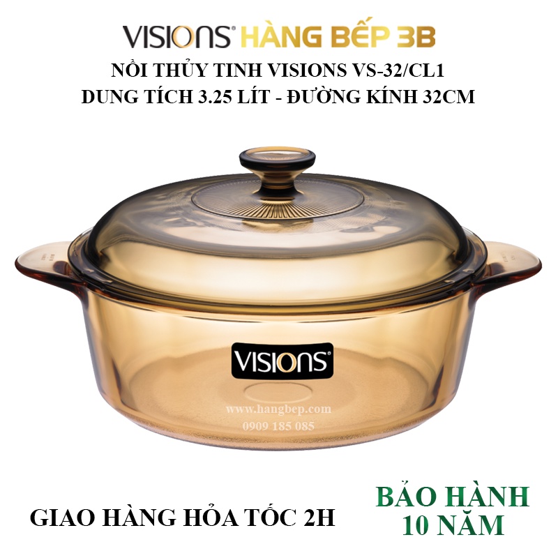 Nồi thủy tinh Visions 3.2 lít VS-32 - SẢN XUẤT TẠI PHÁP BẢO HÀNH CHÍNH HÃNG 10 NĂM