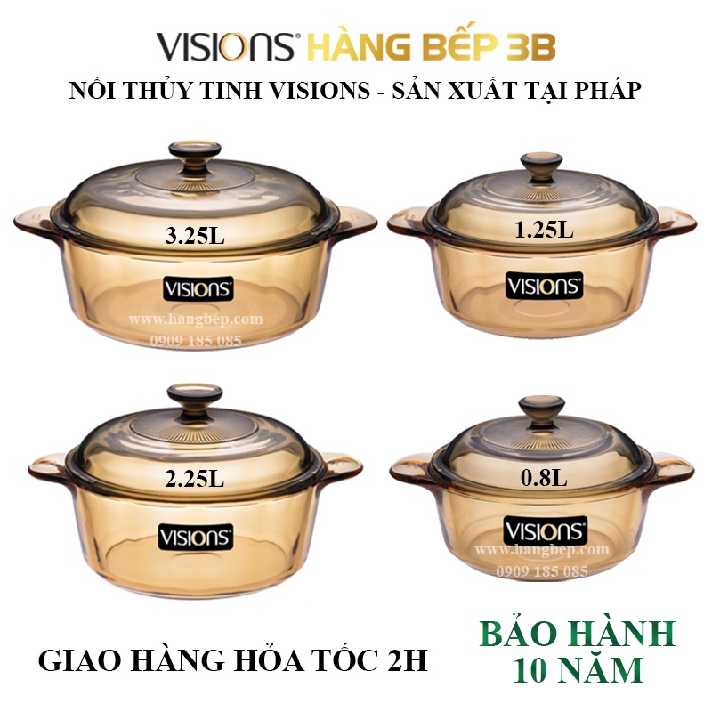 Nồi thủy tinh Visions 3.2 lít VS-32 - SẢN XUẤT TẠI PHÁP BẢO HÀNH CHÍNH HÃNG 10 NĂM