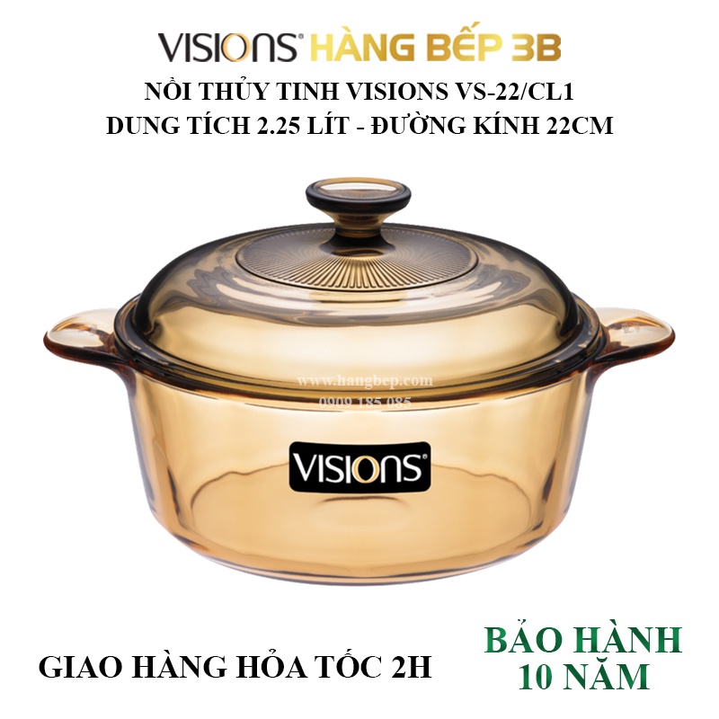 Nồi thủy tinh Visions 3.2 lít VS-32 - SẢN XUẤT TẠI PHÁP BẢO HÀNH CHÍNH HÃNG 10 NĂM