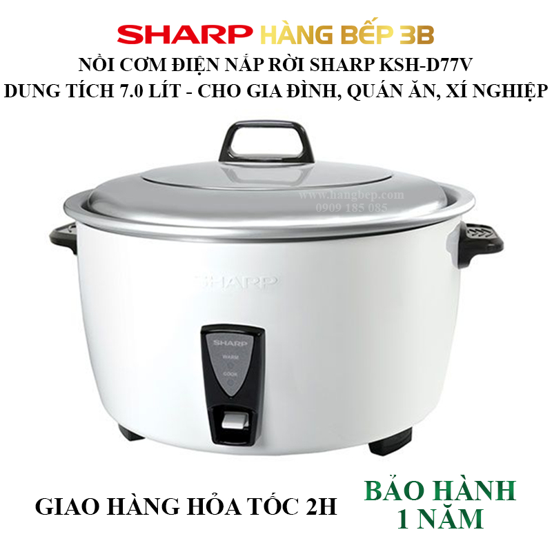 Nồi cơm điện nắp rời Sharp 7 lít KSH-77V - Hàng chính hãng bảo hành 12 tháng toàn quốc