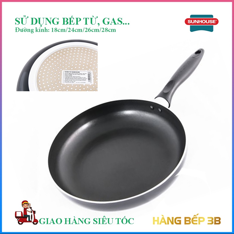 Chảo chiên sử dụng bếp từ Sunhouse 24cm Magnetic Pan SHM24