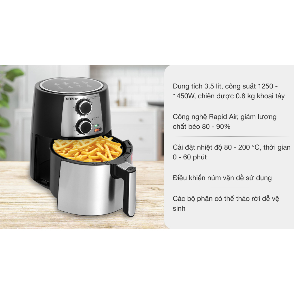 Nồi chiên không dầu Sharp 4.2 lít KF-AF42MV-ST - Bảo hành chính hãng 12 tháng