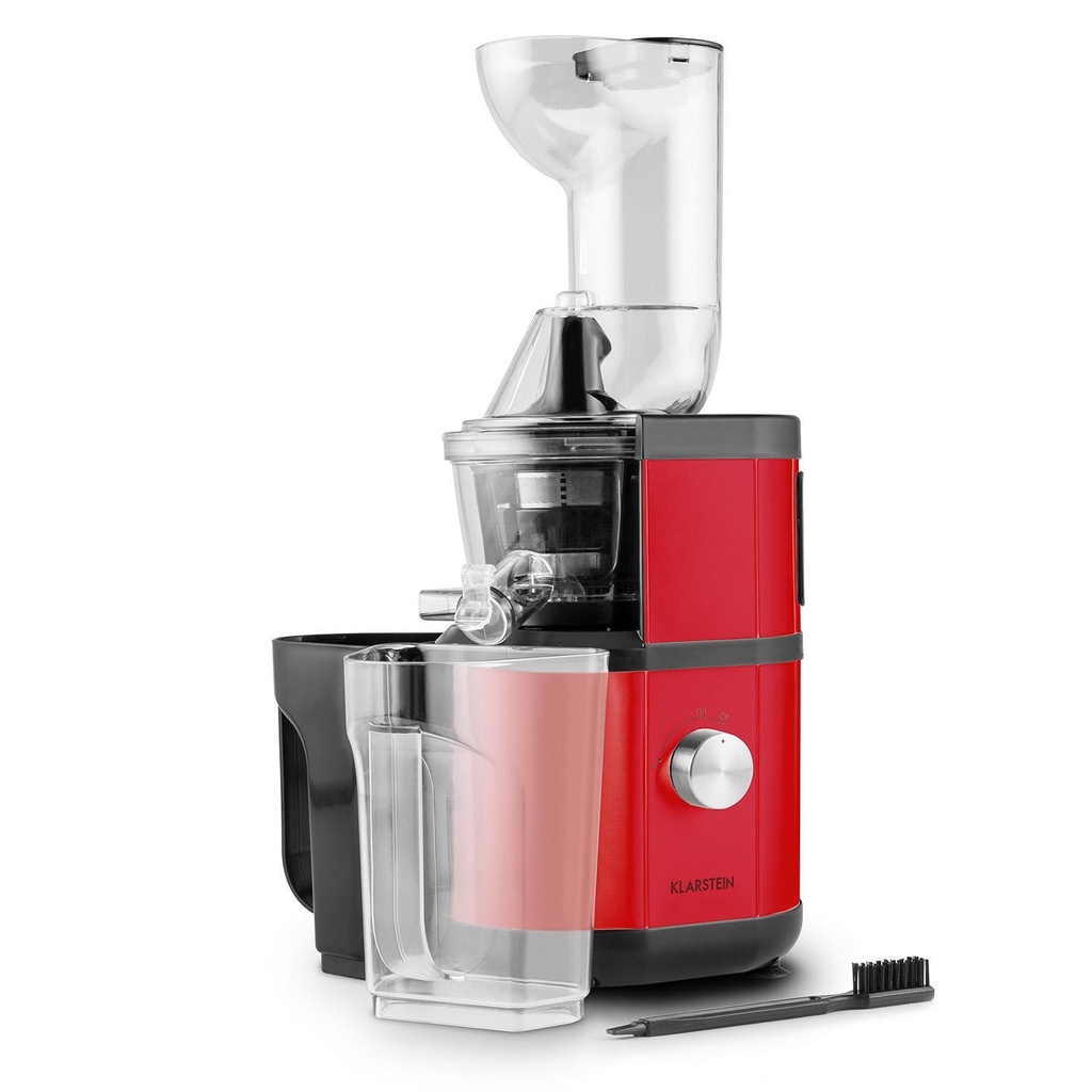 Máy ép chậm trái cây công suất lớn Klarstein - 400W - Đỏ/Bạc Inox - Hàng chính hãng, bảo hành 12 tháng
