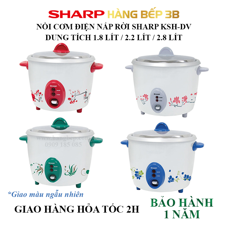 Nồi cơm điện nắp rời Sharp 2.8 lít KSH-D28V (giao màu mẫu nhiên) - Bảo hành chính hãng 12 tháng toàn quốc
