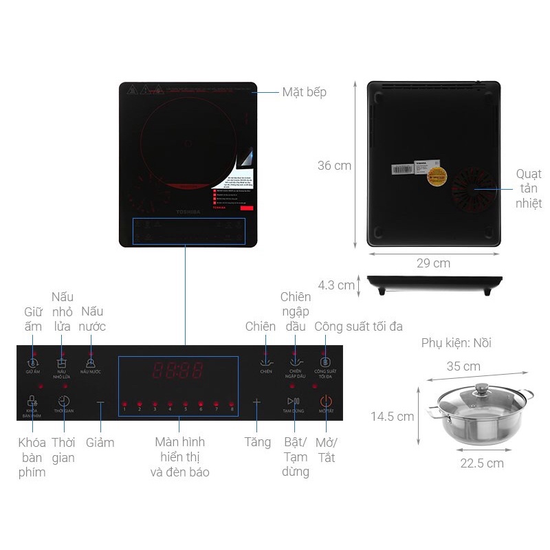 Bếp điện từ đơn Toshiba IC-20S2PV / IC-20S3PV - mới 100%, chính hãng mẩu mới