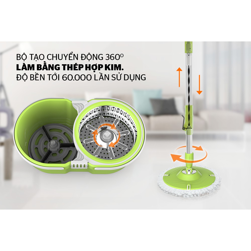 Bộ lau nhà xoay 360 độ Sunhouse KS-CL260PG (Mới 3.2021)