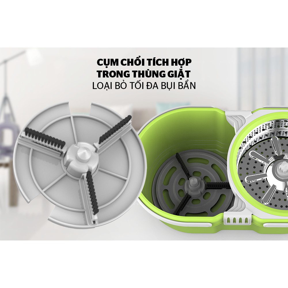Bộ lau nhà xoay 360 độ Sunhouse KS-CL260PG (Mới 3.2021)