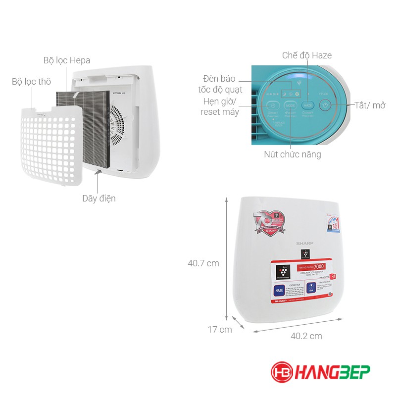 Máy lọc không khí bụi mịn PM 2.5 Sharp FP-J30E