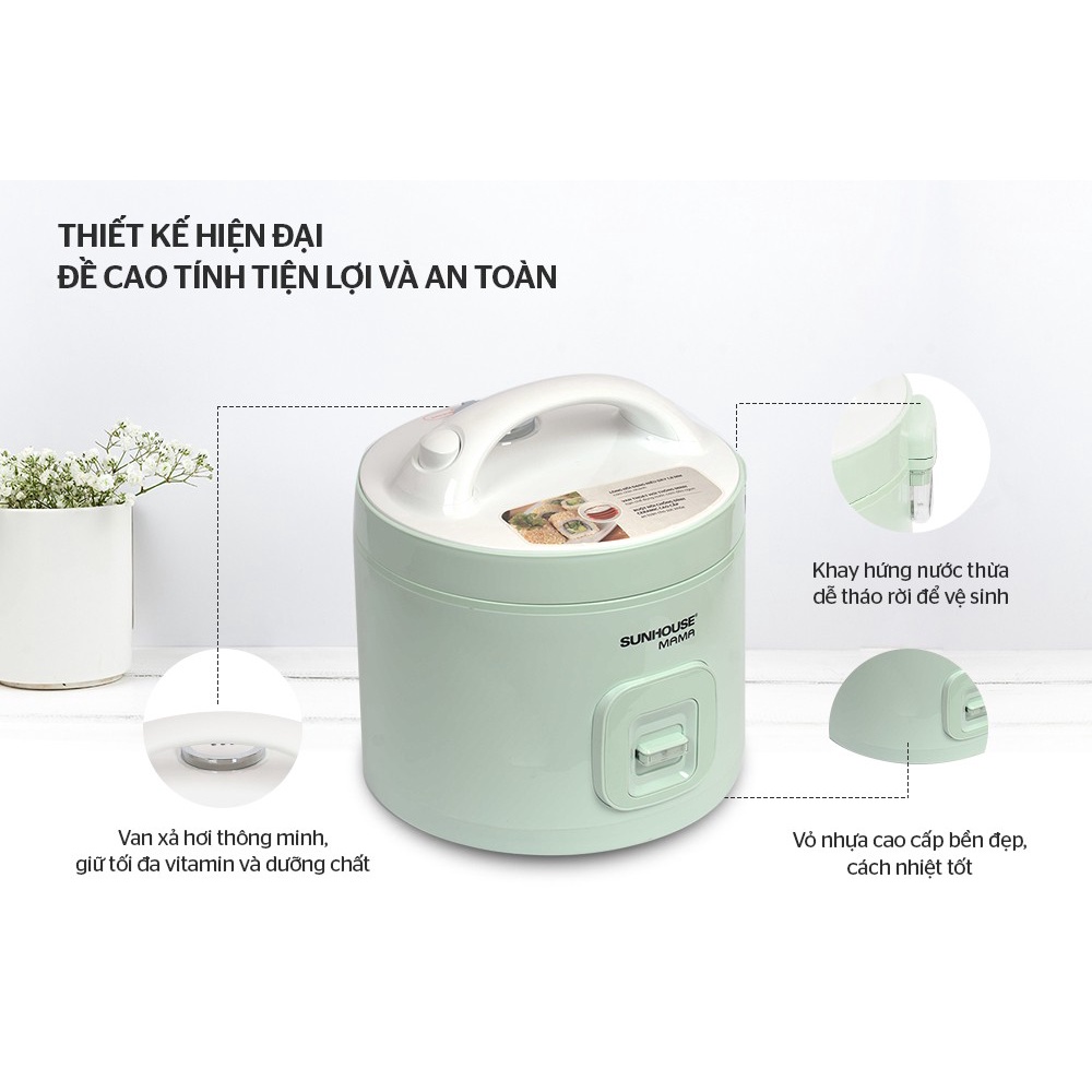 Nồi cơm điện 1.8 lít - 1.2 lít Sunhouse Mama SHD8665G/SHD8265G Bảo hành toàn quốc chính hãng 24 tháng