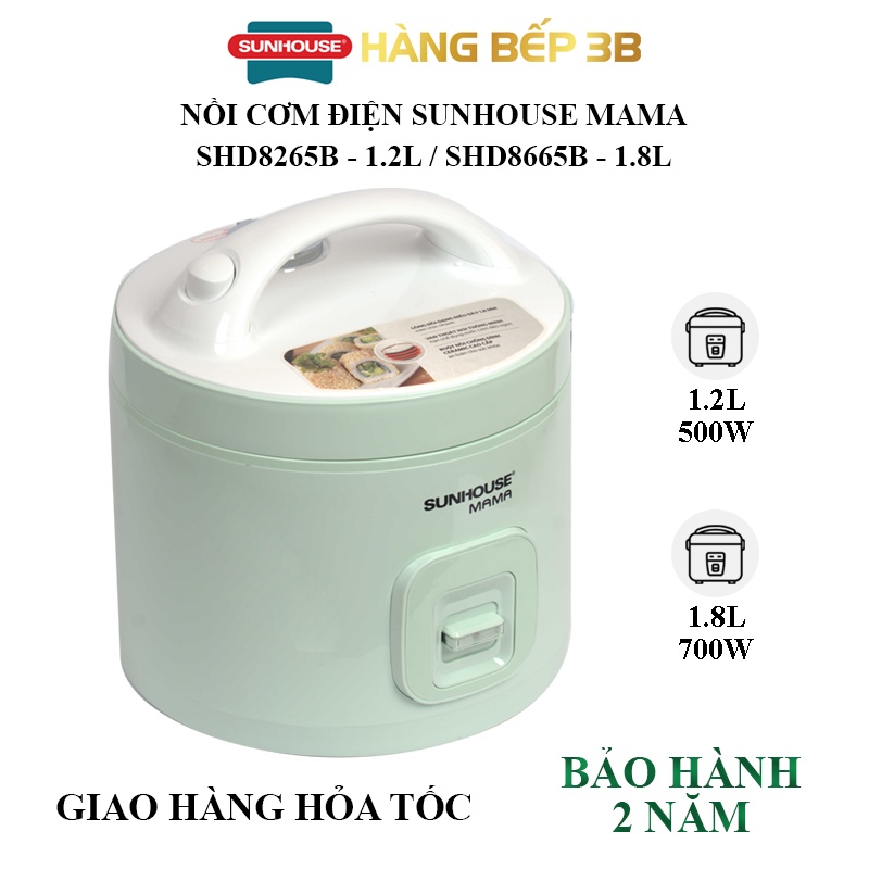 Nồi cơm điện 1.8 lít - 1.2 lít Sunhouse Mama SHD8665G/SHD8265G Bảo hành toàn quốc chính hãng 24 tháng
