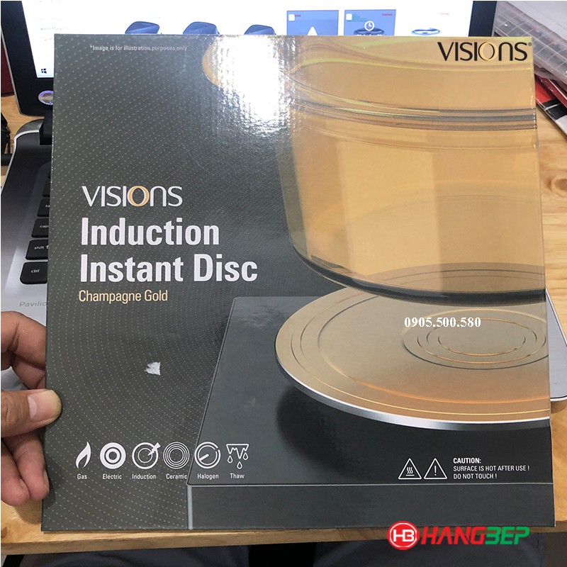 Dĩa chuyển nhiệt bếp từ 24cm Visions VS-IND-24PL/GD - chính hãng [sử dụng được với bếp từ]