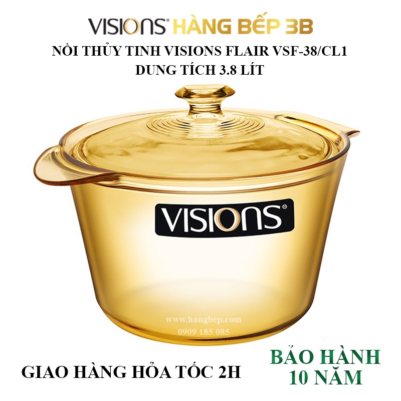 Nồi thủy tinh Visions Flair 3.8 lít VSF-38/CL1 - sản xuất tại Pháp