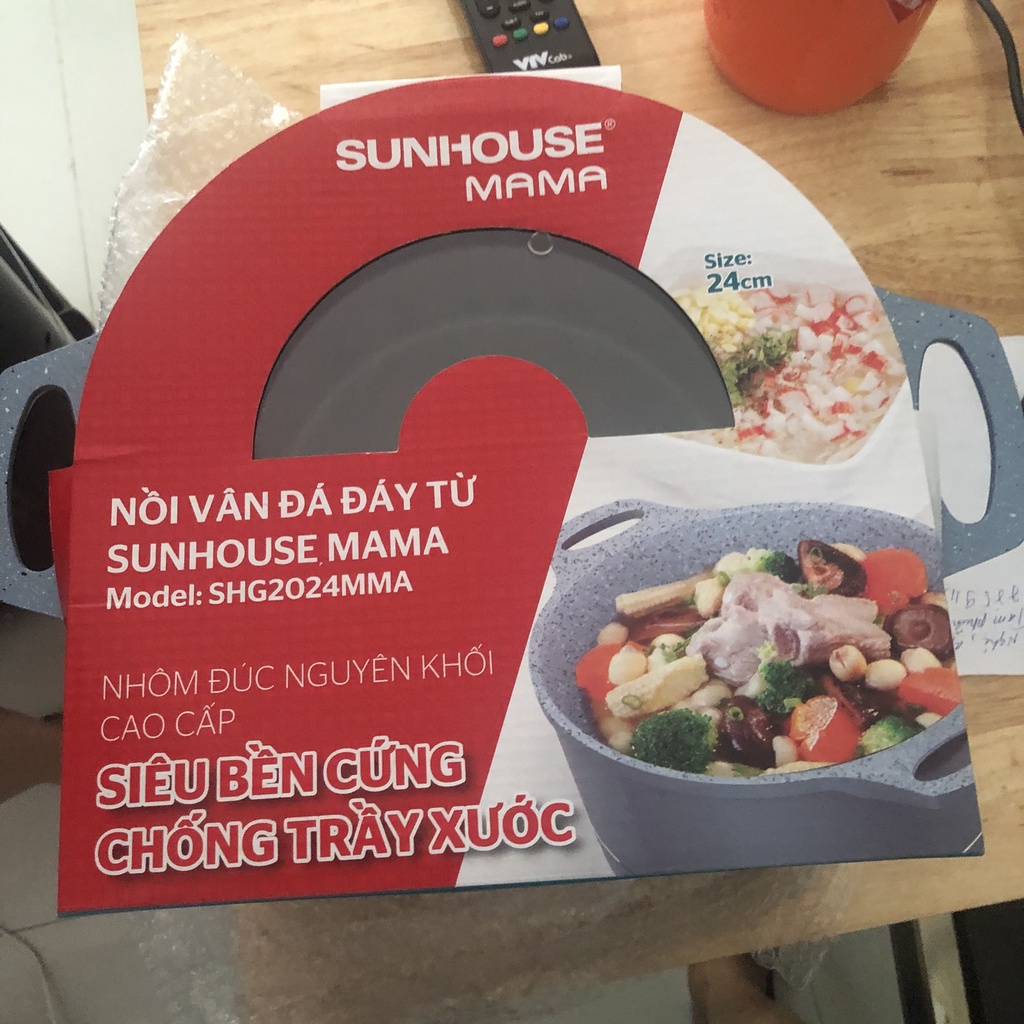 Nồi vân đá đáy từ 20cm Sunhouse Mama SHG2020MMA - Sử dụng bếp từ, hồng ngoại....
