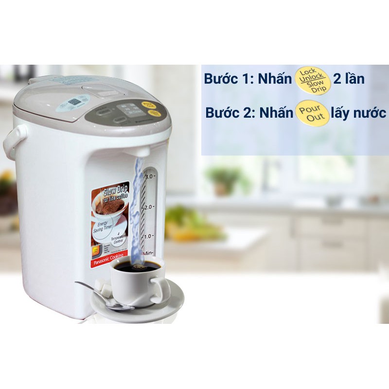 Bình thủy điện Panasonic NC-HU301PZSY 3 lít - sản xuất Thái Lan