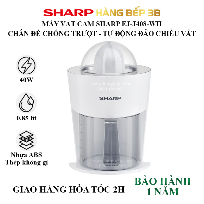 Máy vắt cam Sharp EJ-J408-WH - Bảo hành chính hãng 12 tháng - Hàng Bếp 3B