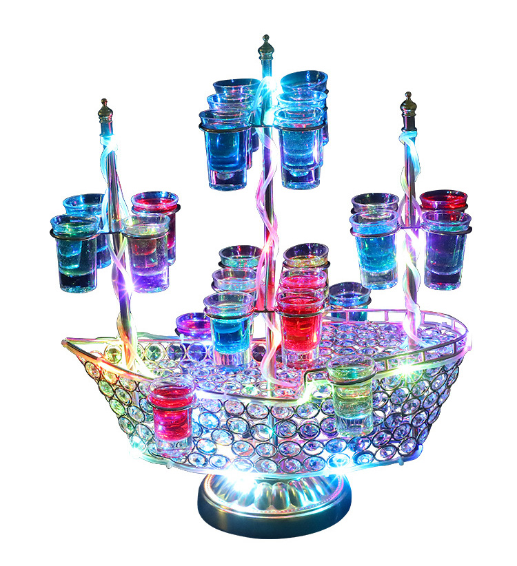 Khay đựng ly rượu có đèn led chiếc thuyền cho Bar, Karaoke, Nhà hàng OEM MS1806