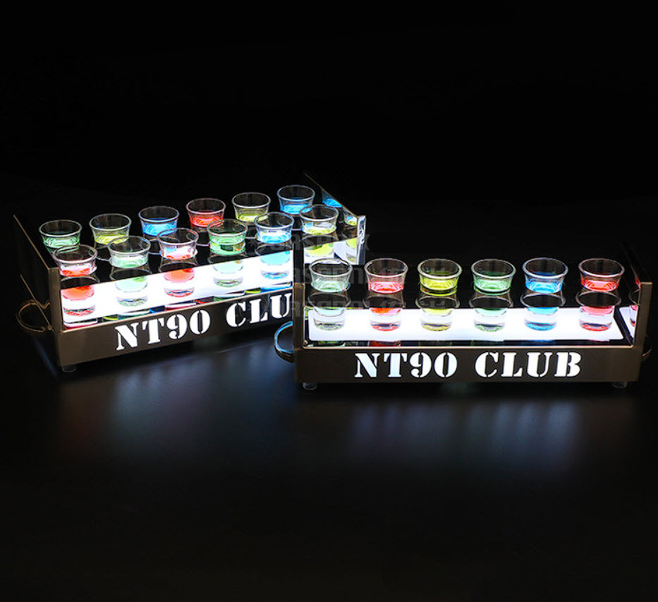 Khay đựng ly rượu tây có đèn led 6-12 shot cho Bar, Karaoke, Nhà hàng OEM MS1807