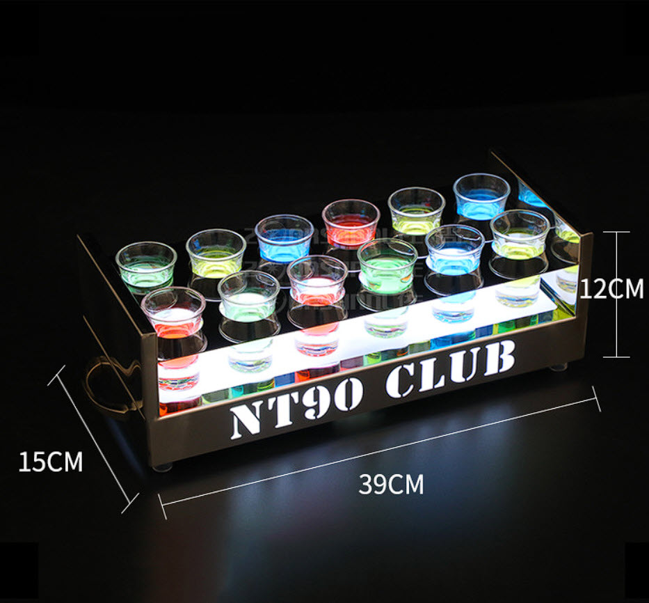 Khay đựng ly rượu tây có đèn led 6-12 shot cho Bar, Karaoke, Nhà hàng OEM MS1807