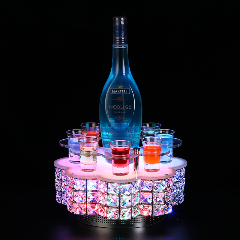 Đế trưng chai rượu đèn led kèm khay ly shot cho Bar, Karaoke, Nhà hàng MS1828