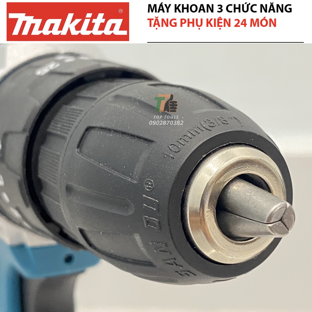 Máy khoan cầm tay pin Makita 72v, máy khoang pin 3 chức năng khoan tường, bắt vít, khoan sắt tặng phụ kiện 24 chi tiết