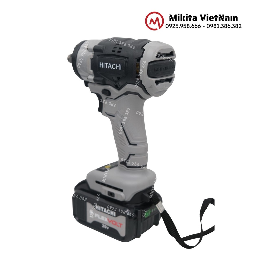 Máy siết bulong Hitachi 20v, động cơ không chổi than tặng đầu bắn tôn đầu bắn vít khẩu 22