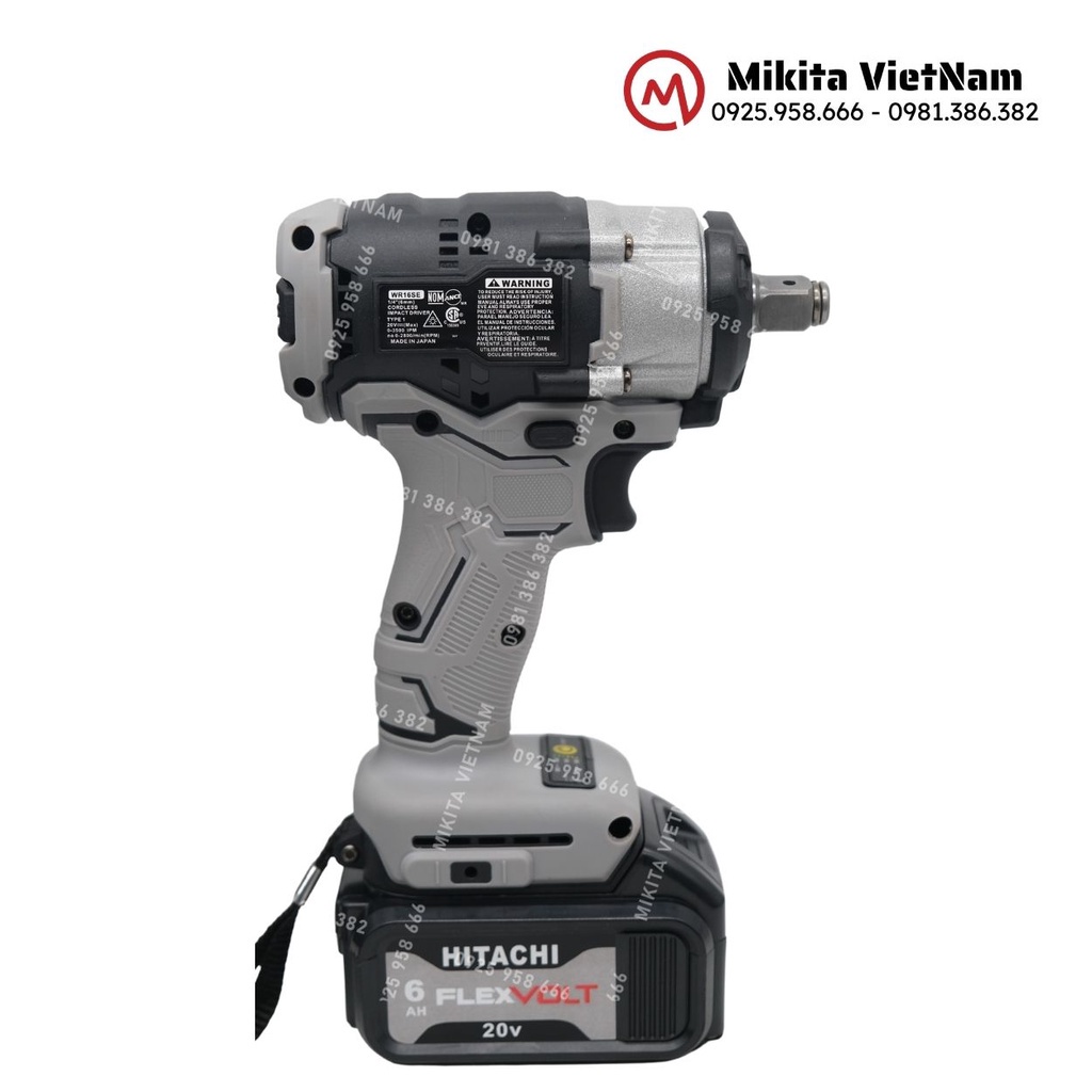 Máy siết bulong Hitachi 20v, động cơ không chổi than tặng đầu bắn tôn đầu bắn vít khẩu 22