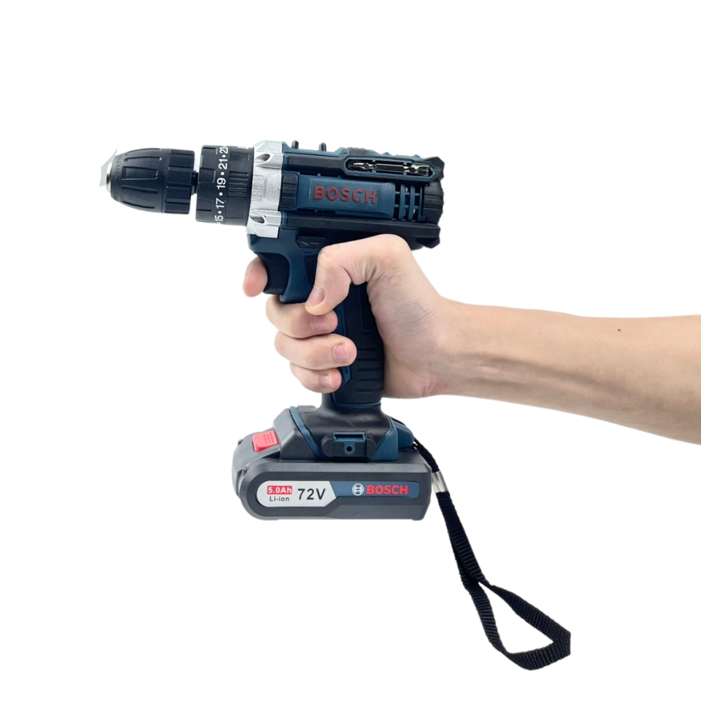 Máy khoan pin Bosch 72v, máy khoan cầm tay 3 chức năng có búa tặng bộ phụ kiện 24 chi tiết