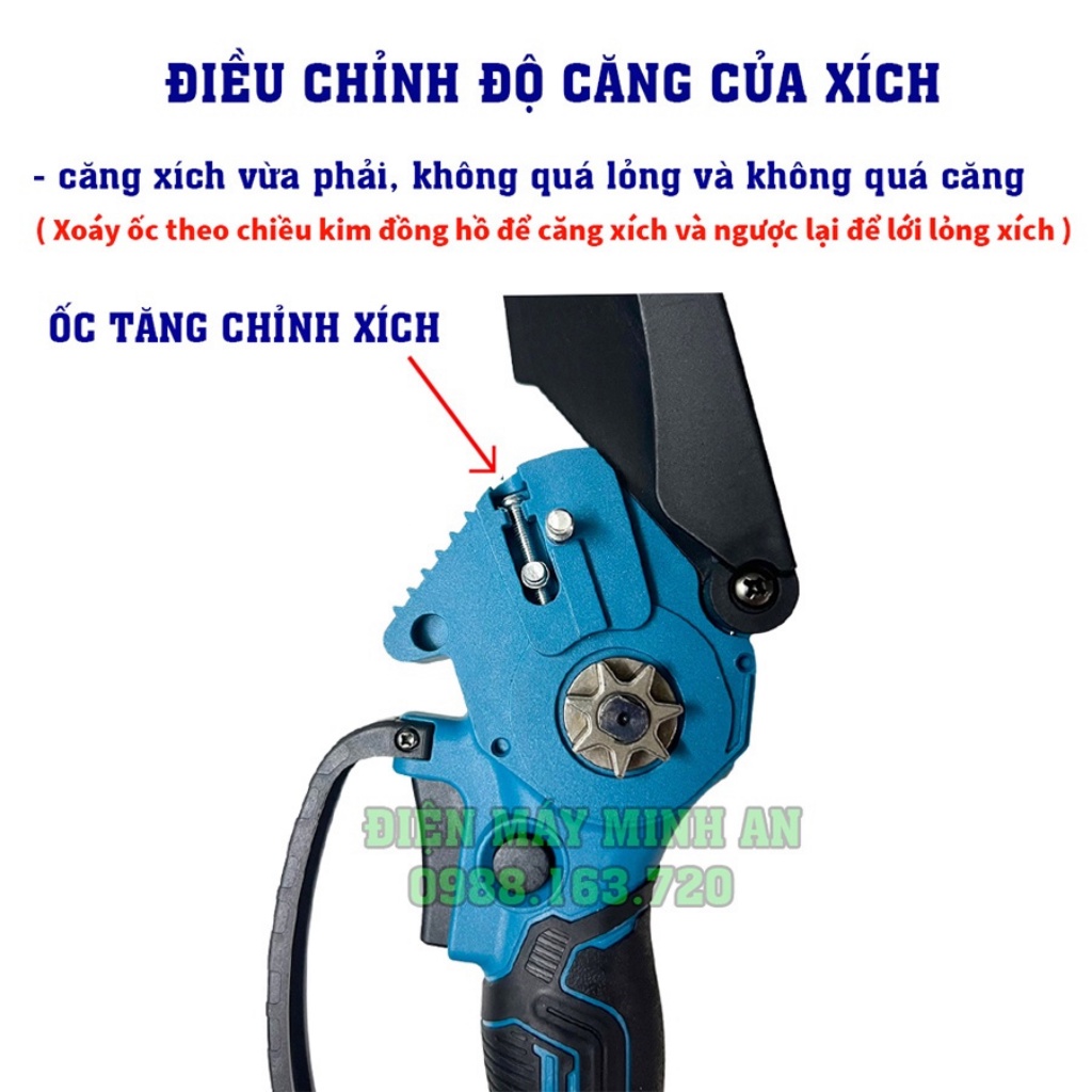 Máy cưa xích dùng pin, máy cưa xích cầm tay MAKITA 199v cắt gỗ tỉa cành cực bén